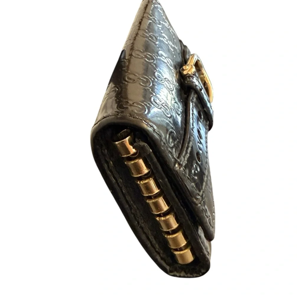 GUCCI Black Patent Leather Micro Guccisima Six Key Holder / Case EUC 🖤